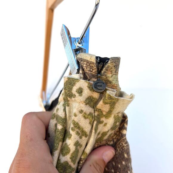 Vintage Roberto Cavalli Y2K Wool Patchwork Pleated Midi Skirt 40 Size 6 - Picture 10 of 16